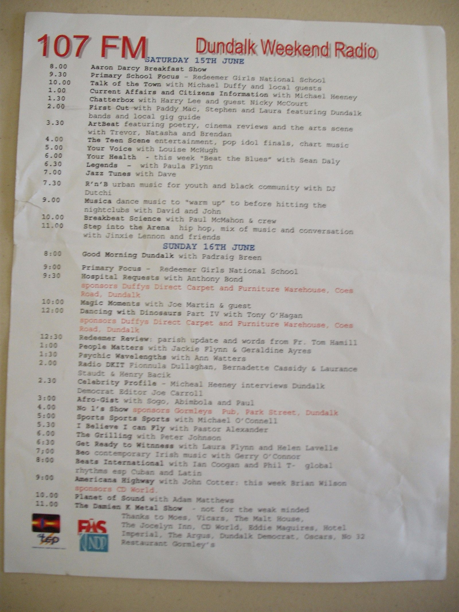 DWR Schedule