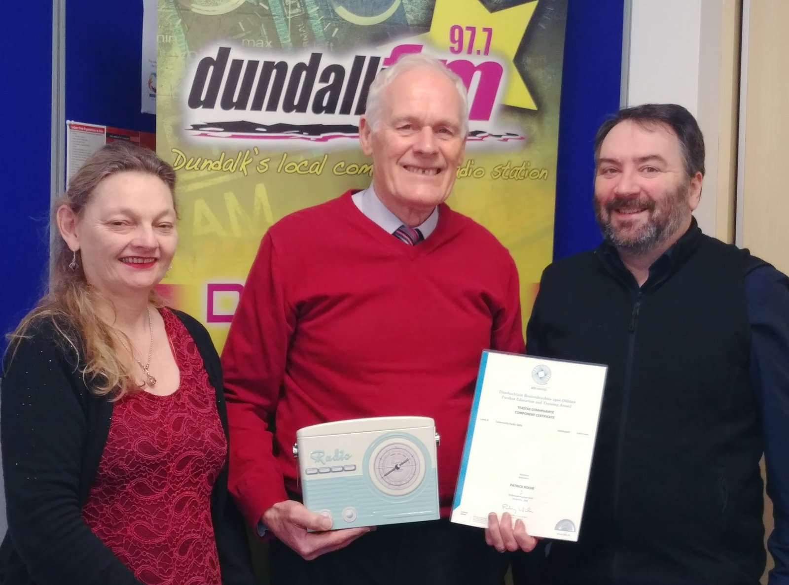 Pat Roche receiving Dundalk FM training certificate