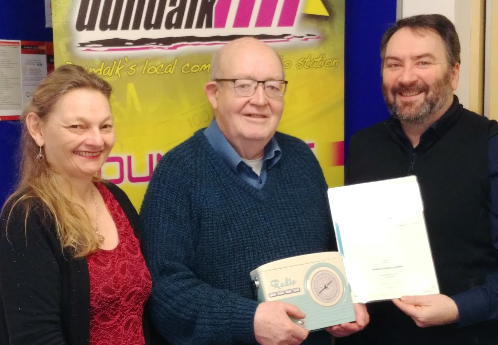 Seamus Murphy receiving Dundalk FM training certificate