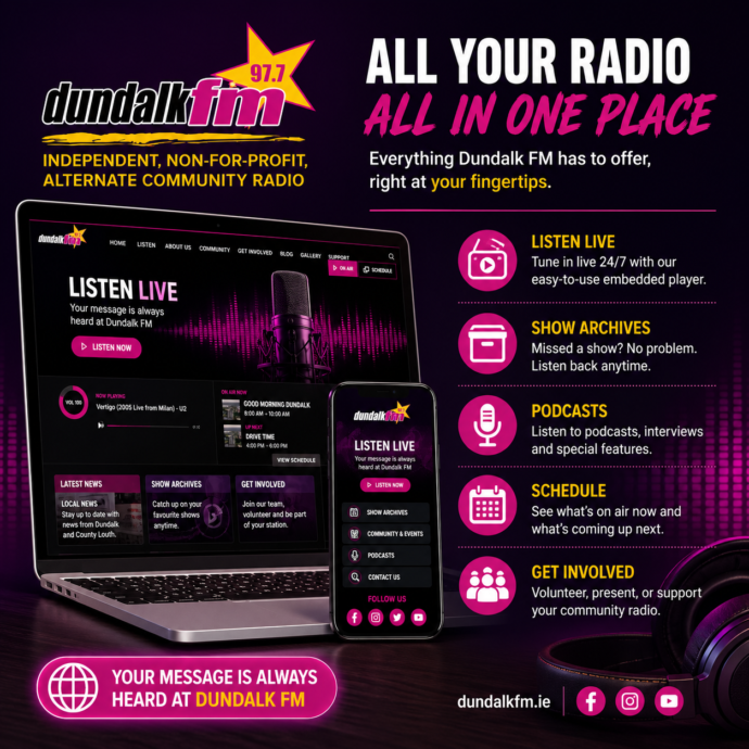 All in one place Dundalk FM Promo banner 1000x1000